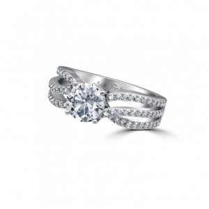 Broad 3 Row Cross Over Dancing Light Engagement Ring-Dancing Light Engagement Rings