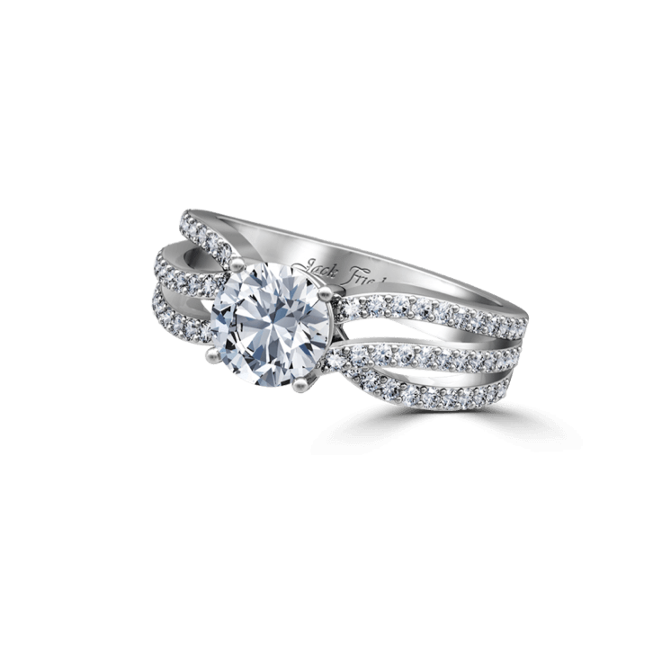 Broad 3 Row Cross Over Dancing Light Engagement Ring-Dancing Light Engagement Rings