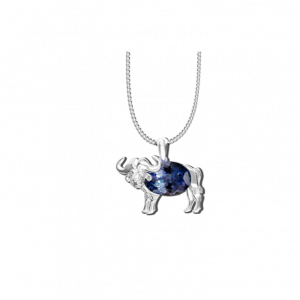 Small Tanzanite Buffalo Pendant - Animal Jewellery