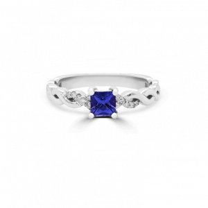 Princess Tanzanite & Twist Diamond Ring