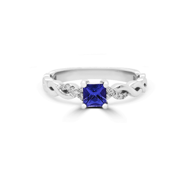 Princess Tanzanite & Twist Diamond Ring