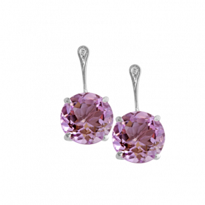 holi earrings pink stone white