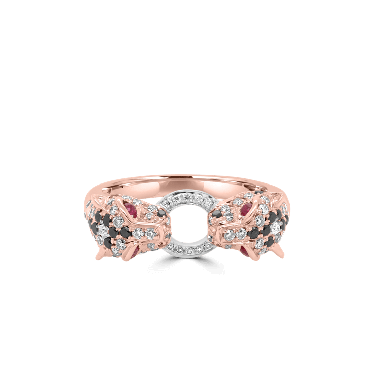 Diamond Double Headed Leopard Ring- Animal Jewellery