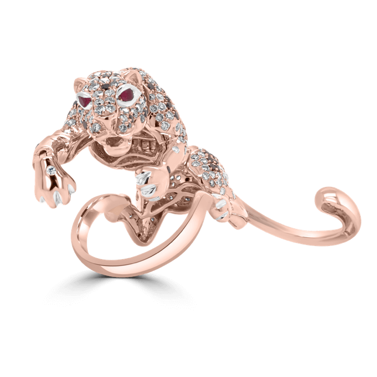 Sprinting Leopard Diamond Ring-Animal Jewellery