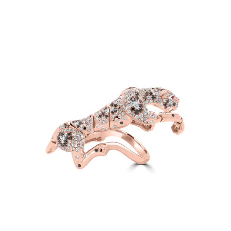 Sprinting Leopard Diamond Ring-Animal Jewellery