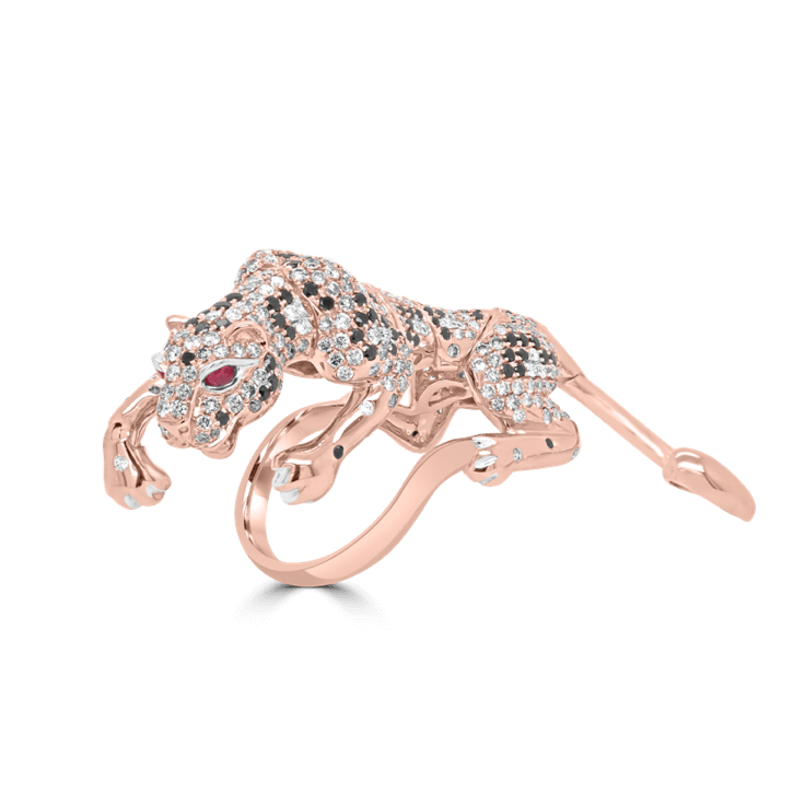 Sprinting Leopard Diamond Ring-Animal Jewellery