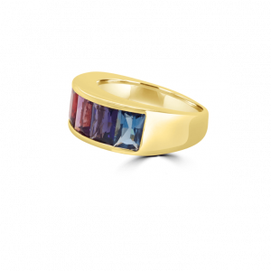broad rainbow ring - Amethyst M
