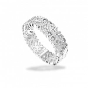 Wedding ring - closed diagonal butterfly