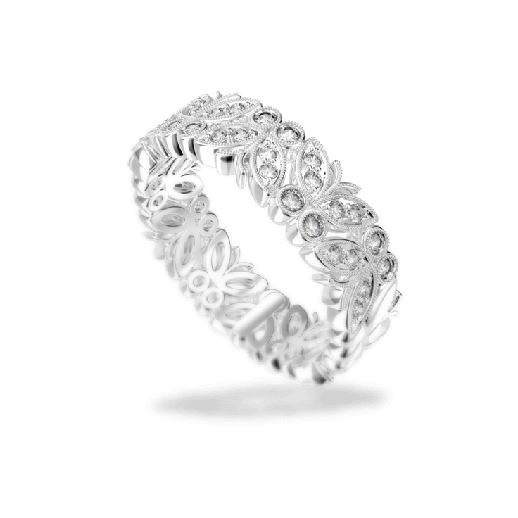 Wedding ring - closed diagonal butterfly