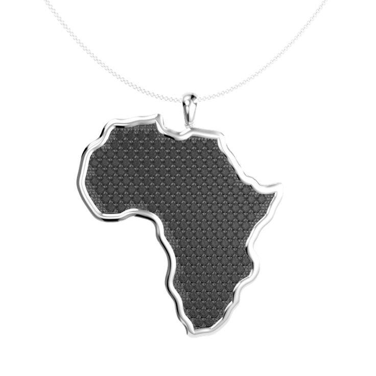 Large Diamond Map of Africa Pendant - Africa Jewellery