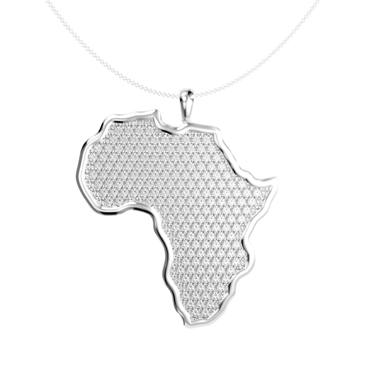 Large Diamond Map of Africa Pendant - Africa Jewellery