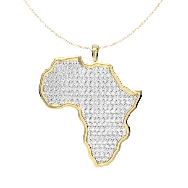 Large Diamond Map of Africa Pendant - Africa Jewellery