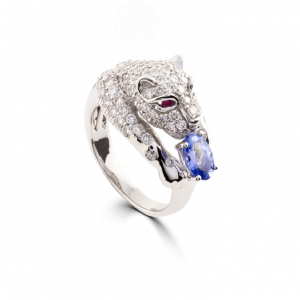 tanzanite and diamond leopard ring