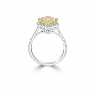 Intense Fancy Yellow Cushion Diamond Halo