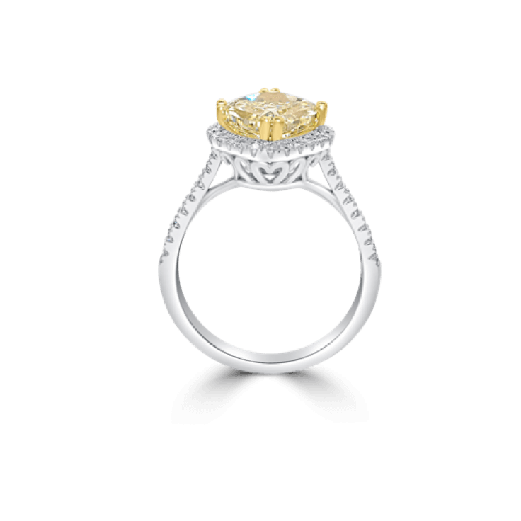 Intense Fancy Yellow Cushion Diamond Halo