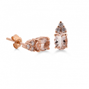 Oval Morganite & Diamond Earrings-morganite jewellery