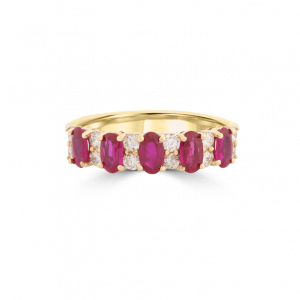 Oval Ruby & Diamond Eternity Ring-Gemstone.