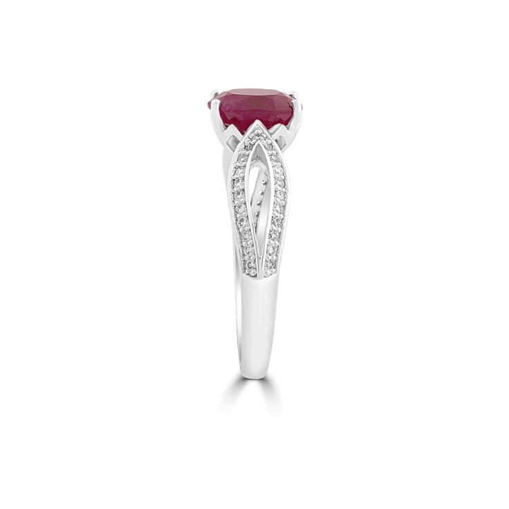 Oval Ruby & Diamond Swivel Ring-gemstone collection