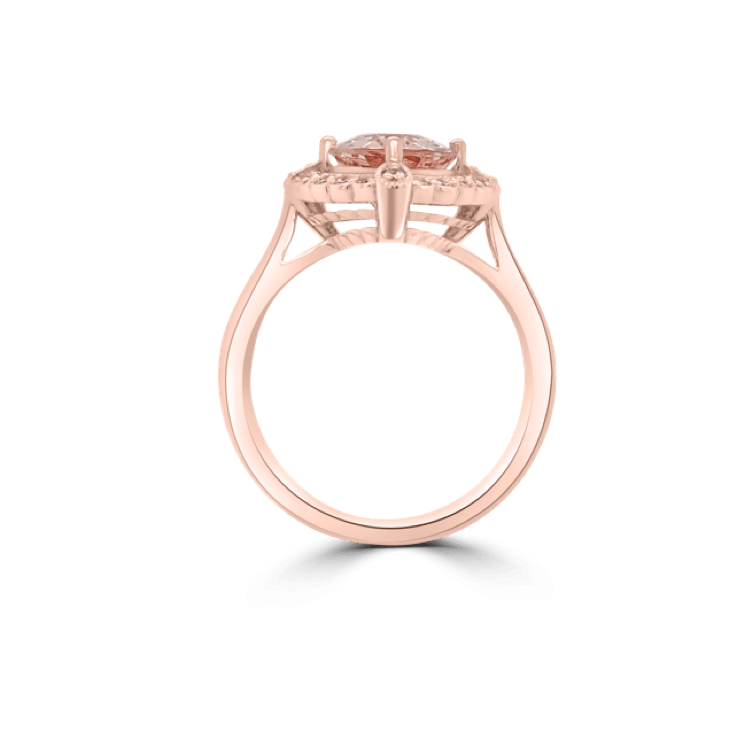 Oval Morganite & Diamond Halo Basket Ring