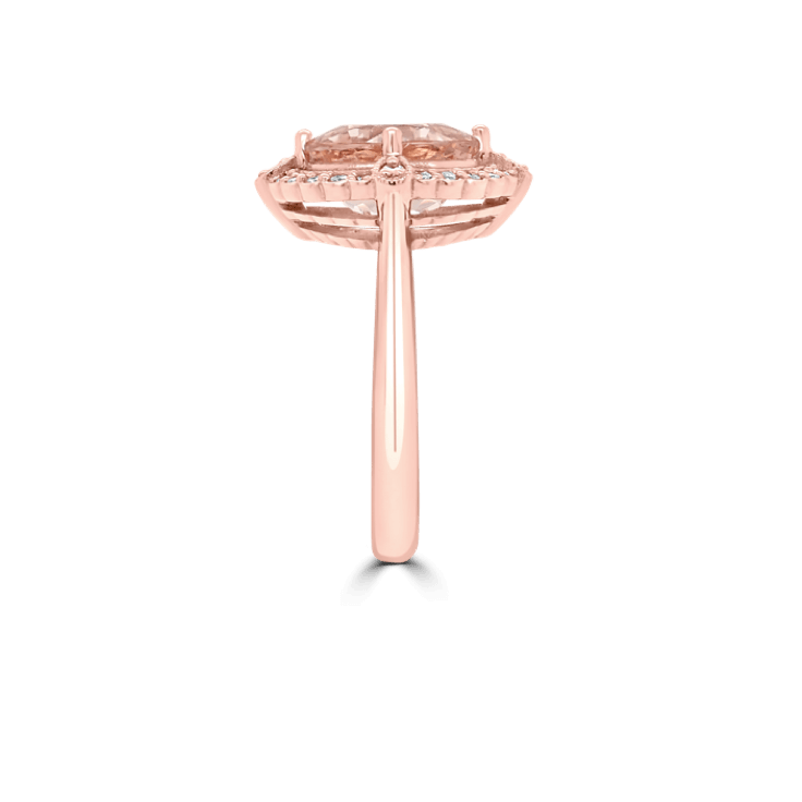 Oval Morganite & Diamond Halo Basket Ring