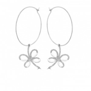 Diamond Flutter Branch Hoop Earrings