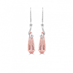 Pear Morganite Diamond Drop Earrings - Morganite Jewellery