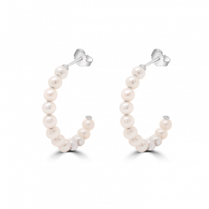 Half Pearl Hoop Earrings- Pearl Jewellery