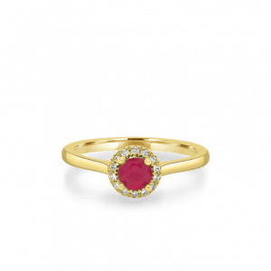 Ruby Gemstone Diamond Halo Ring