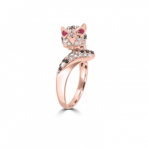 Diamond Leopard Curved Tail Ring- Animal Jewellery