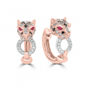 Leopard & Diamond Hoop Earrings-Animal Jewellery
