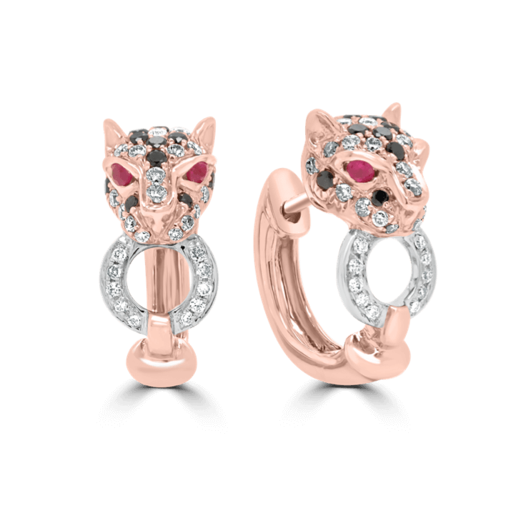 Leopard & Diamond Hoop Earrings-Animal Jewellery