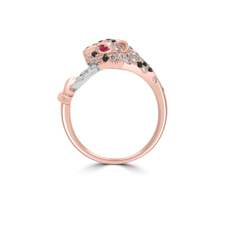 Leopard & Diamond Pave Ring-Animal Jewellery