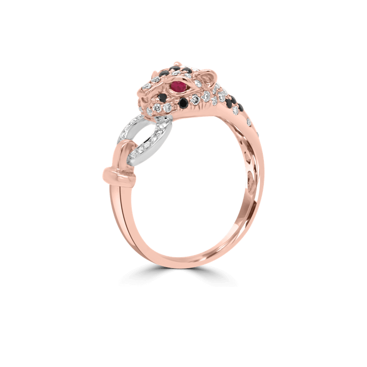Leopard & Diamond Pave Ring-Animal Jewellery