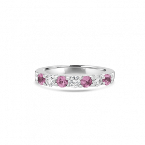Pink Tourmaline & Diamond La Mer Eternity Ring-Eternity Rings