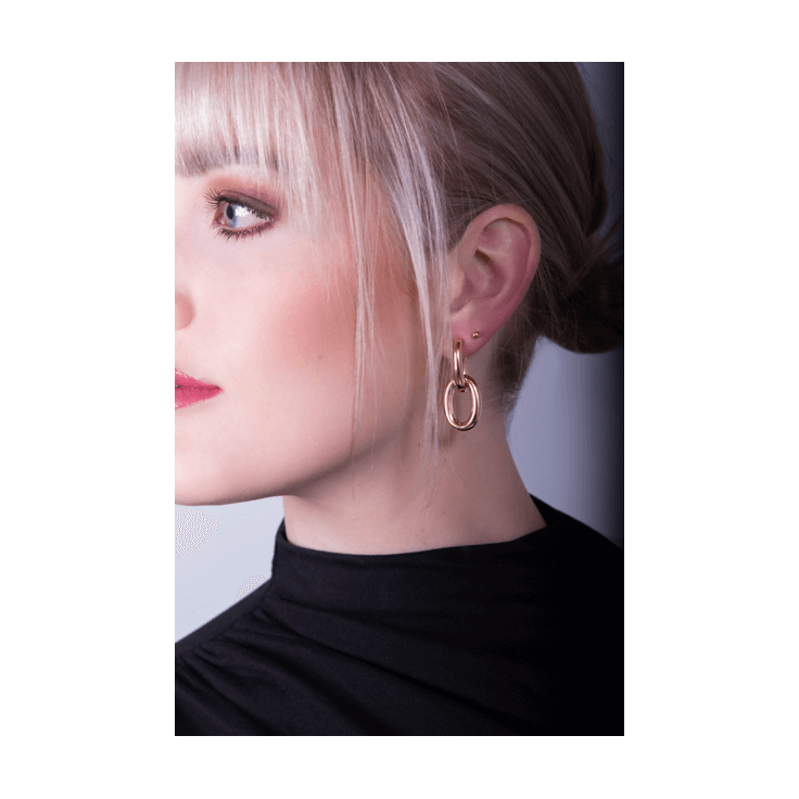Dual Wear Paperclip Hoop Earrings on woman