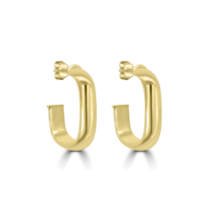 Square Half Hoop Earrings-Gold Jewellery