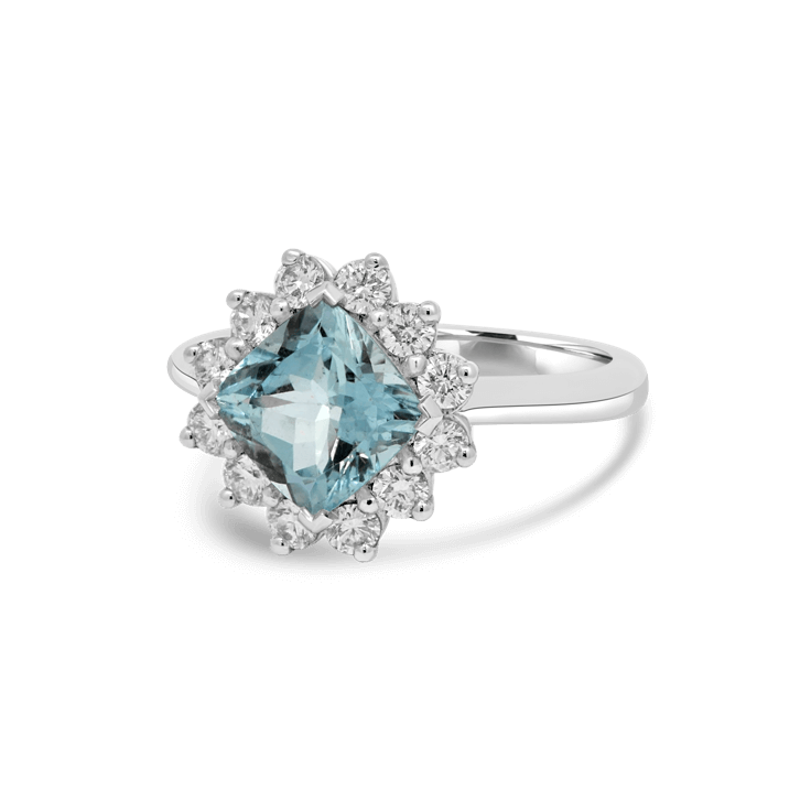 Aquamarine and Diamond Estrella Ring