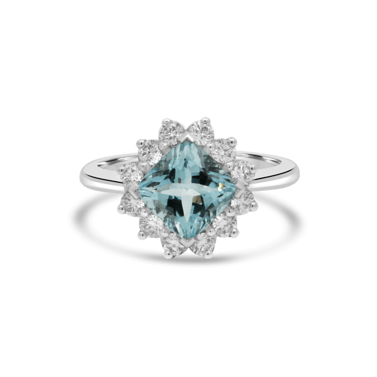 Aquamarine and Diamond Estrella Ring